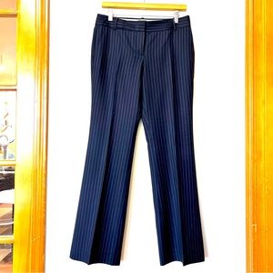 J Crew City Fit Wool Gabardine Navy Pinstripe Pants Slacks Trousers Size 4 Lined